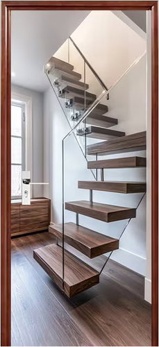 Predator Q1 Self-adhesive 2D wallpaper for doors, modern staircase, 77 × 200 cm - Self-Adhesive Wallpaper - Main image