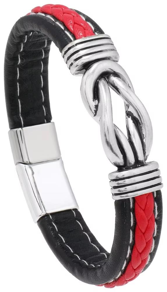Predator Q1 PD0775-23 bőr karkötő 22 cm, fekete-piros