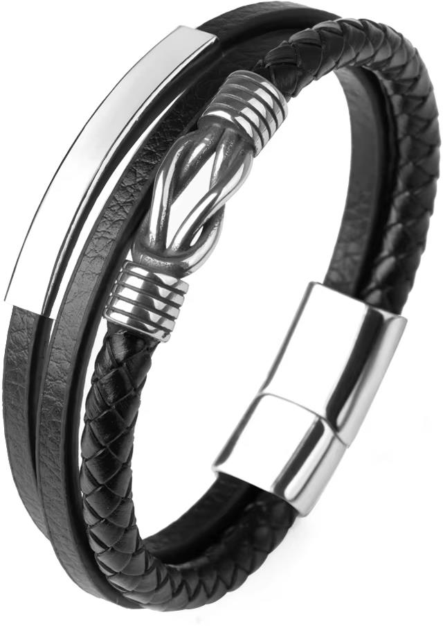 Predator Q1 bőr karkötő - 25 cm, fekete