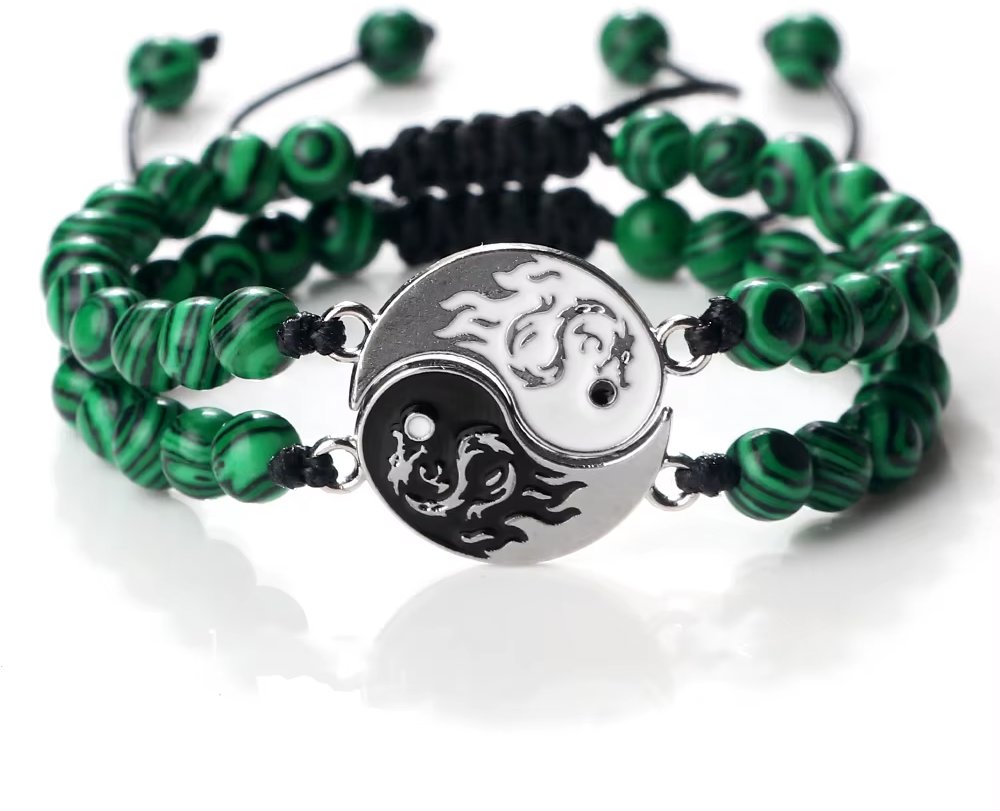 Wrap Q1 XHB-28 Yin Yang Gyöngy karkötő, zöld