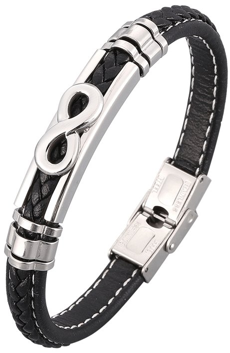 Predator Q1 elegáns bőr karkötő 25 cm, fekete