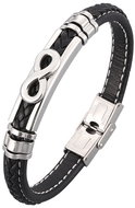 Predator Q1 Elegant leather infinity bracelet 25 cm black - Bracelet