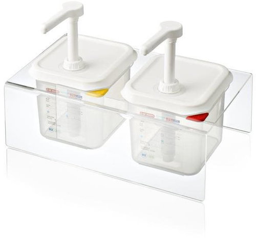 ARAVEN Stand with 2 Dispensers - Dispensing Bottle Organiser - Main image