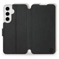 Mobiwear Soft Touch flip pro Samsung Galaxy S24 Plus - Černé & Béžové - Phone Case