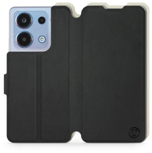Mobiwear Soft Touch flip pro Xiaomi Redmi Note 13 4G - Černé & Béžové - Phone Case - Main image