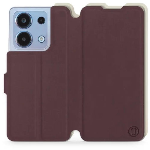 Mobiwear Soft Touch flip pro Xiaomi Redmi Note 13 4G - Bordové & Béžové - Phone Case - Main image