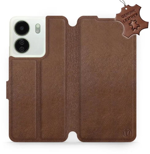 Kožený Mobiwear flip pro Xiaomi Redmi 13C - Hnědé - L_BRS - Phone Case - Main image