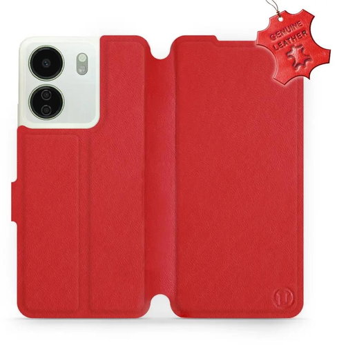 Kožený Mobiwear flip pro Xiaomi Redmi 13C - Červené - L_RDS - Phone Case - Main image
