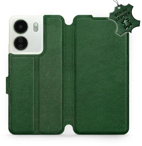 Kožený Mobiwear flip pro Xiaomi Redmi 13C - Zelené - L_GRS - Phone Case - Main image