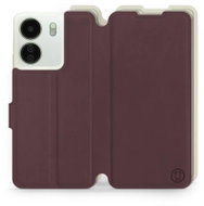 Mobiwear Soft Touch flip pro Xiaomi Redmi 13C - Bordové & Béžové - Phone Case