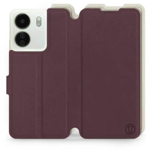 Mobiwear Soft Touch flip pro Xiaomi Redmi 13C - Bordové & Béžové - Phone Case - Main image