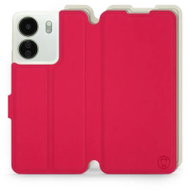 Mobiwear Soft Touch flip pro Xiaomi Redmi 13C - Rudé & Béžové - Phone Case