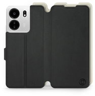 Mobiwear Soft Touch flip pro Xiaomi Poco C65 - Černé & Béžové - Phone Case