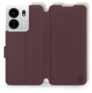 Mobiwear Soft Touch flip pro Xiaomi Poco C65 - Bordové & Béžové - Phone Case