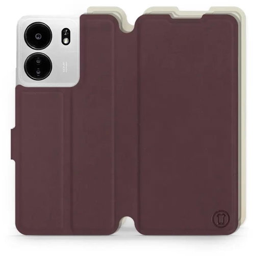 Mobiwear Soft Touch flip pro Xiaomi Poco C65 - Bordové & Béžové - Phone Case - Main image