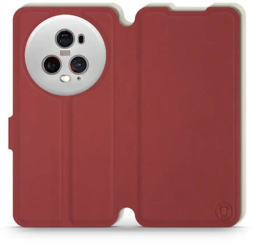 Mobiwear Soft Touch flip pro Honor Magic5 Pro 5G - Cihlové & Béžové - Phone Case - Main image