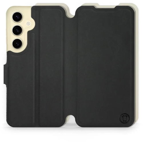 Mobiwear Soft Touch flip pro Samsung Galaxy S24 - Černé & Béžové - Phone Case - Main image