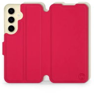 Mobiwear Soft Touch flip pro Samsung Galaxy S24 - Rudé & Béžové - Phone Case