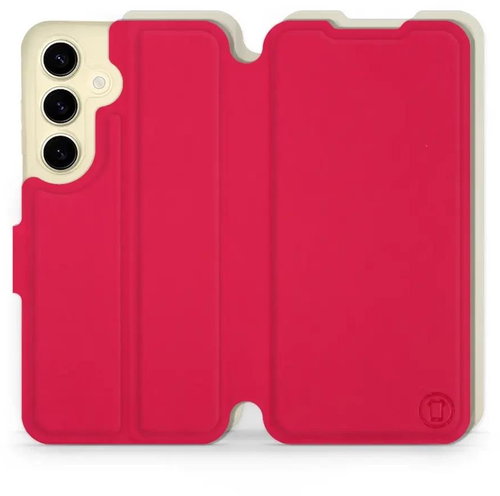 Mobiwear Soft Touch flip pro Samsung Galaxy S24 - Rudé & Béžové - Phone Case - Main image