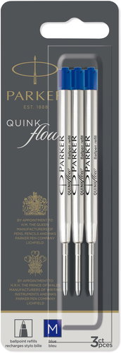 PARKER QuinkFlow M, blau - 3er-Pack - Füllung für Kugelschreiber - Hauptbild