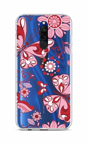 TopQ Xiaomi Redmi 8 silicone Pink Butterfly 48215 - Phone Cover - Main image