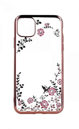 Forcell iPhone 11 Pro Max silicone pink with pink flowers 44070 - Phone Case - Main image