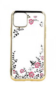 Forcell iPhone 11 Pro Max silicone gold with pink flowers 44069 - Phone Case