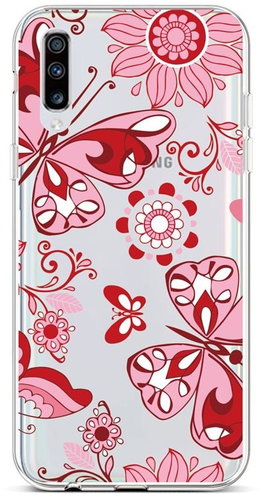 TopQ Samsung A70 silicone Pink Butterfly 42577 - Phone Cover - Main image