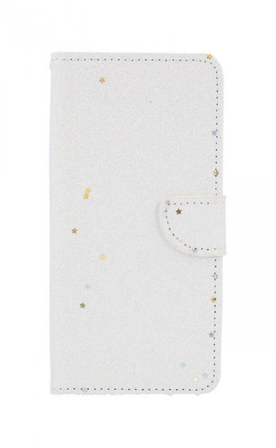 TopQ Samsung J6+ book glitter white with stars 39381 - Phone Case - Main image