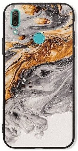 TopQ LUXURY Huawei Y7 2019 solid Marble grey-gold 39337 - Phone Cover - Main image