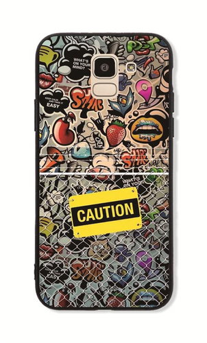 TopQ GLASS Samsung J6 Caution 38438 - Phone Cover - Main image