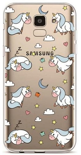 TopQ Samsung J6 silicone White Unicorns 37937 - Phone Cover - Main image