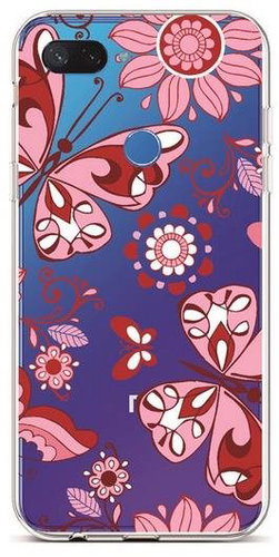 TopQ Xiaomi Mi 8 Lite silicone Pink Butterfly 36355 - Phone Cover - Main image