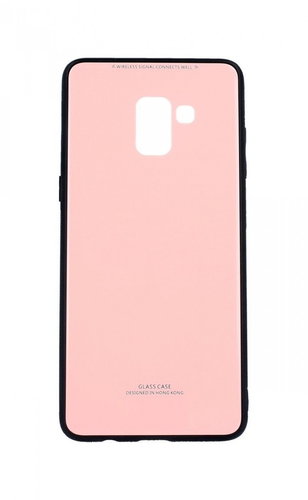 TopQ GLASS Samsung A8 Plus 2018 solid pink 34637 - Phone Case - Main image