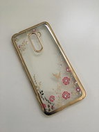 Forcell TopQ Xiaomi Pocophone F1 silicone gold with pink flowers 34509 - Phone Case