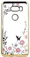 Forcell LG V30 silicone gold with pink flowers 28783 - Phone Case