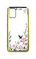 TopQ Samsung A51 silicone gold with pink flowers 47849 - Phone Cover