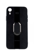 TopQ iPhone XR silicone Auto Focus black with ring 49504 - Phone Cover