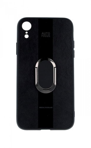 TopQ iPhone XR silicone Auto Focus black with ring 49504 - Phone Cover - Main image