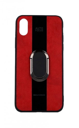 TopQ iPhone XS silicone Auto Focus red with ring 49498 - Phone Cover - Main image