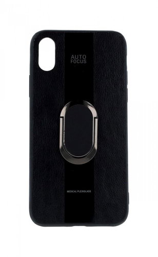 TopQ iPhone XS silicone Auto Focus black with ring 49494 - Phone Cover - Main image