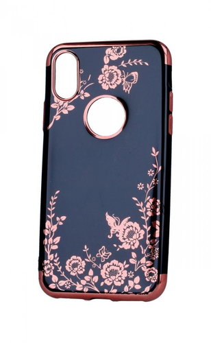 TopQ iPhone XS silicone Flower black 49447 - Phone Cover - Main image