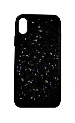 TopQ iPhone XS Glitter Star Black 49408 - Phone Case - Main image