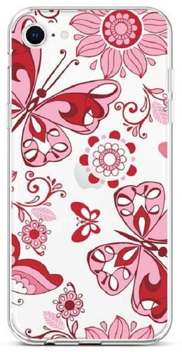 TopQ iPhone SE 2020 silicone Pink Butterfly 49595 - Phone Cover - Main image
