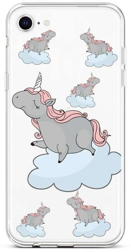 TopQ iPhone SE 2020 silicone Grey Unicorns 49574 - Phone Cover - Main image