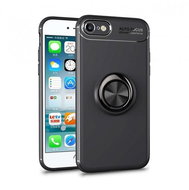 TopQ iPhone SE 2020 silicone black with black ring 49631 - Phone Cover