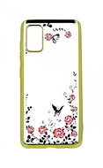 TopQ Samsung A41 silicone gold with pink flowers 52052 - Phone Cover