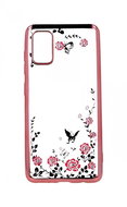 TopQ Samsung A41 silicone pink with pink flowers 52051 - Phone Cover