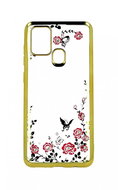 TopQ Samsung A21s silicone gold with pink flowers 50358 - Phone Cover