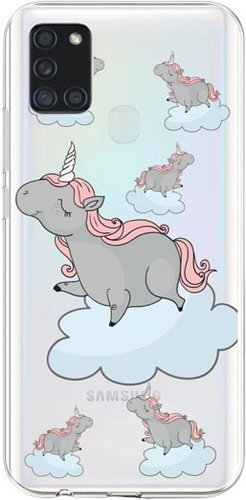 TopQ Samsung A21s silicone Grey Unicorns 52012 - Phone Cover - Main image